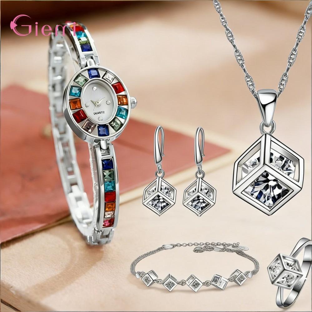 Best Jewelry Watches Women - 예쁜 925 스털링 실버 기하학 크리스탈