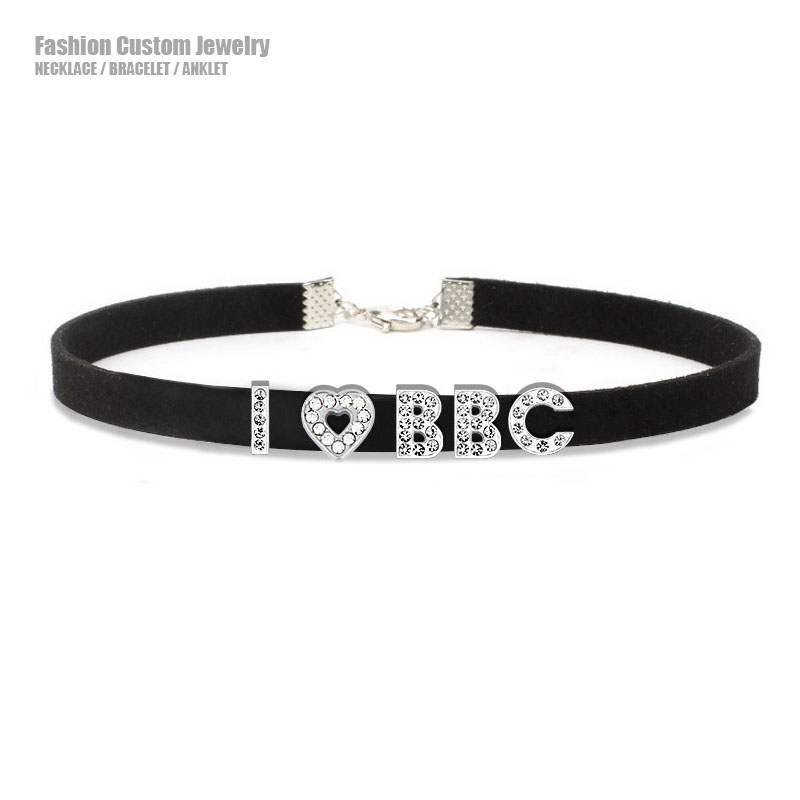 Crystal Choker Necklace - 고스 섹시한 라인 석 편지 나는