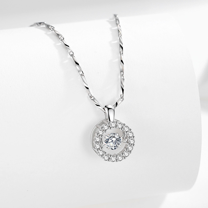Crystal Choker Necklace - 0.5 CT 모이사나이트 헤일로 펜던트 목걸이