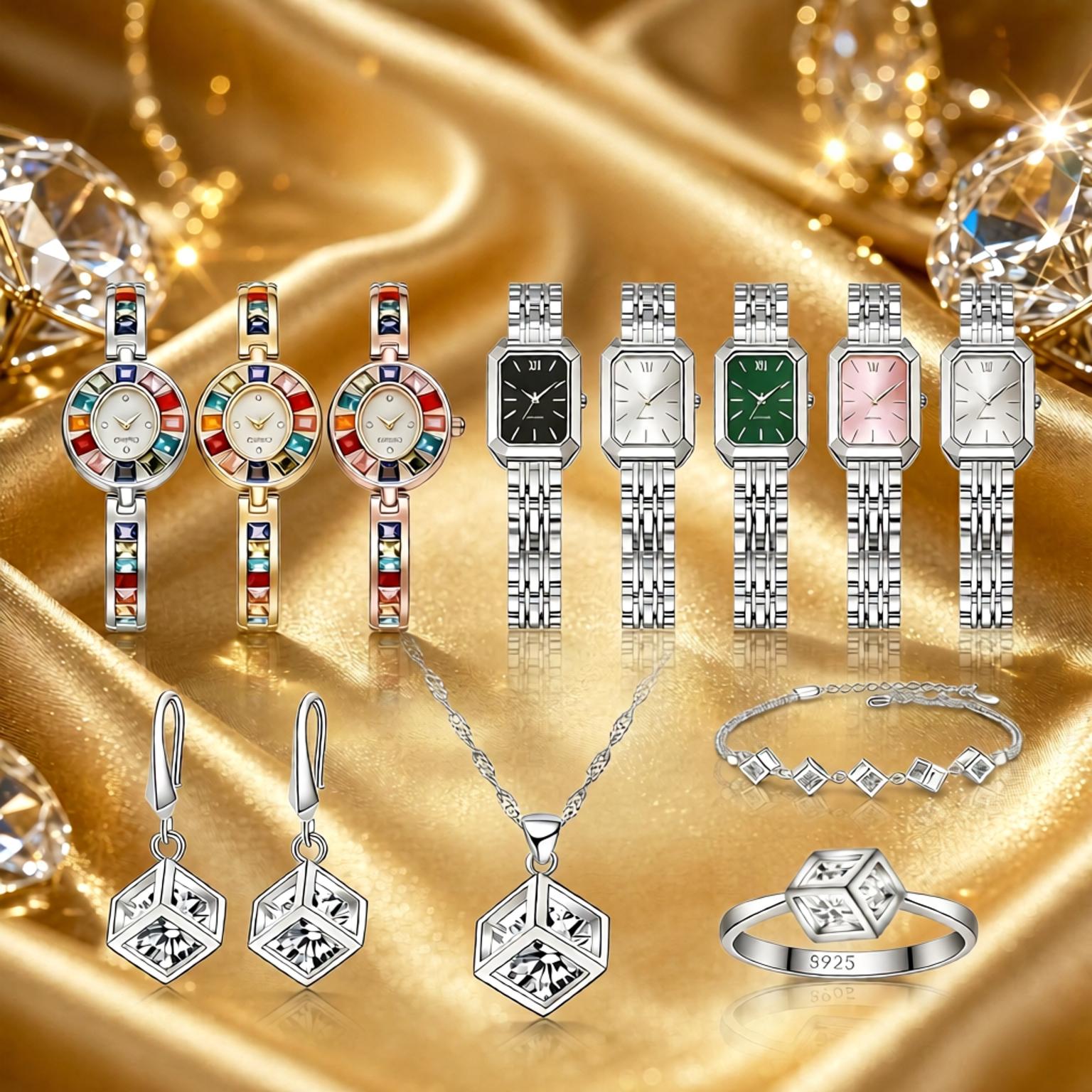 Best Jewelry Watches Women - 절묘한 925 스털링 실버 기하학 크리스탈