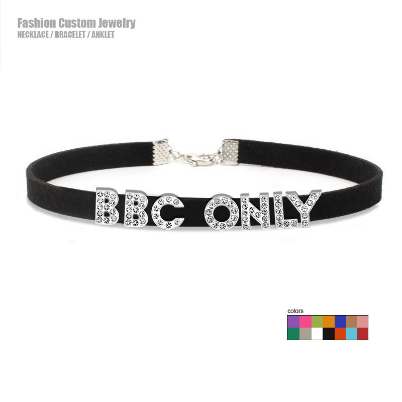 Crystal Choker Necklace - 라인 석 편지 BBC 여성을위한 목걸이
