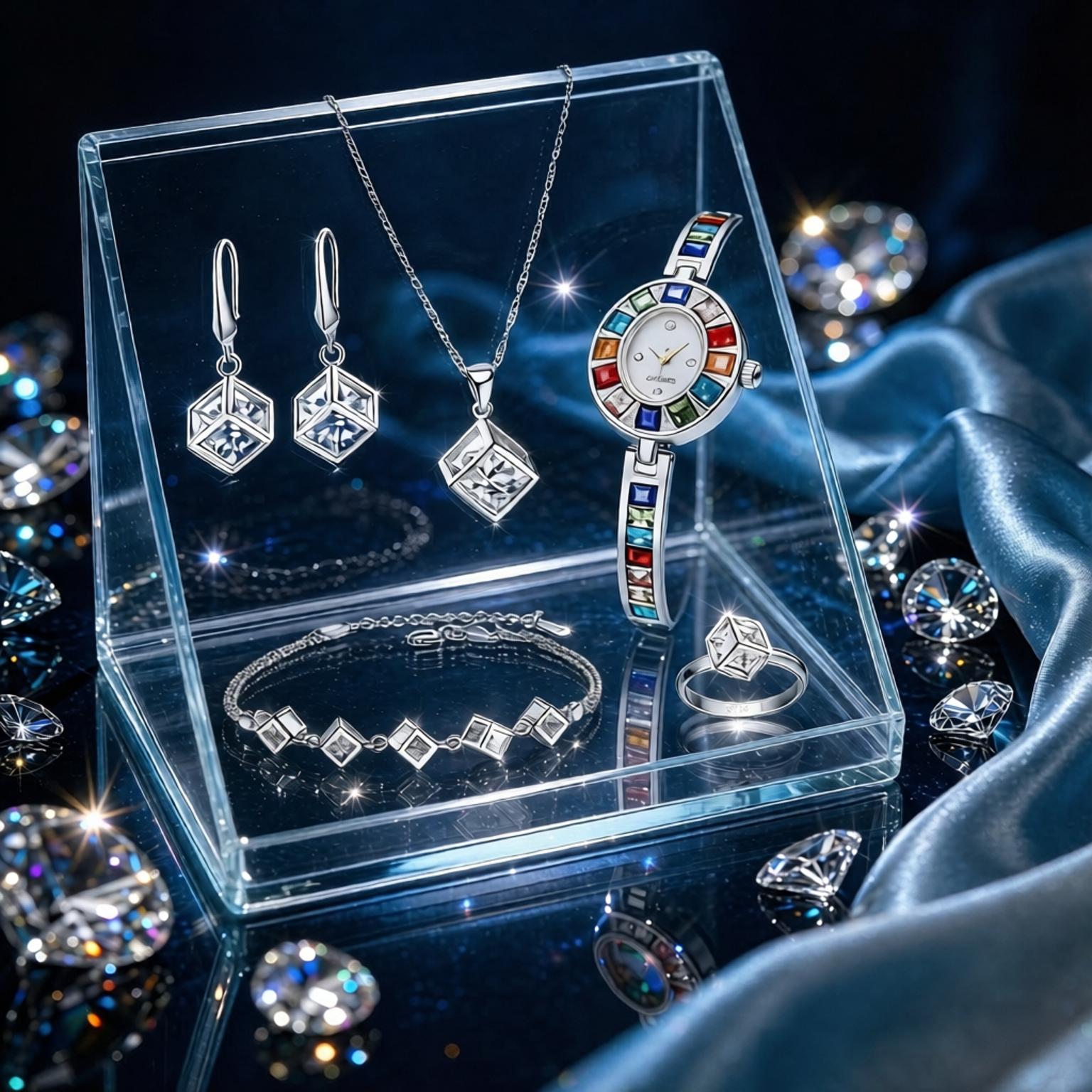 Best Jewelry Watches Women - 럭셔리 925 스털링 실버 기하학 크리스탈