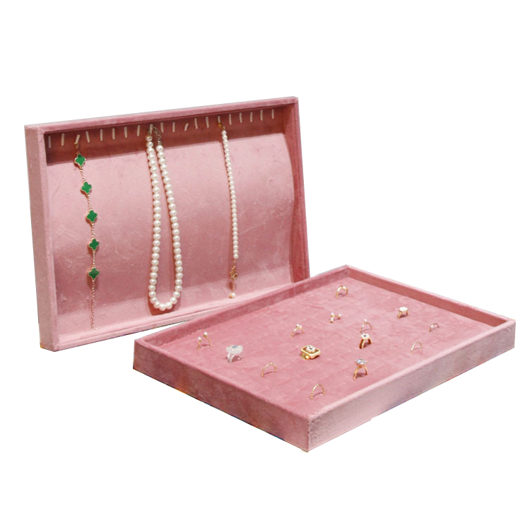 핑크 벨벳 쥬얼리 디스플레이 트레이, 대형 35x24c - Jewelry And Watches Store 리뷰 및 가격