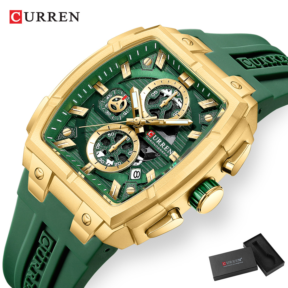 CURREN 남성용 럭셔리 빈티지 시계, 실리콘 스트랩 - Jewelry Watch 리뷰 및 가격