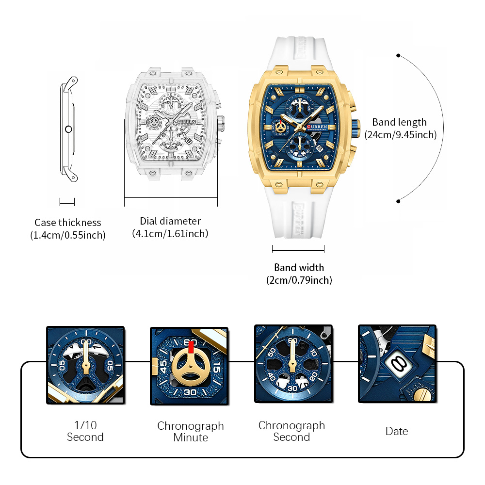 CURREN 남성용 럭셔리 빈티지 시계, 실리콘 스트랩 - Jewelry Watch 리뷰 및 가격