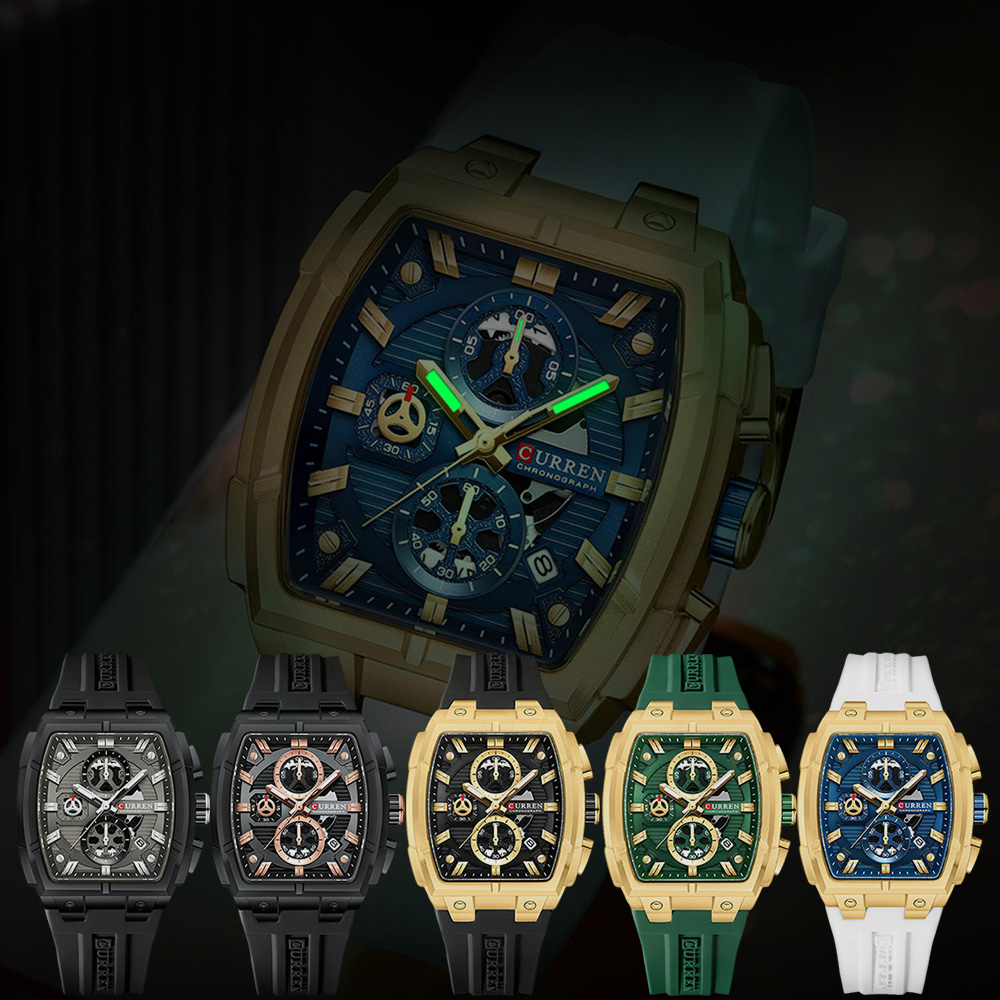 CURREN 남성용 럭셔리 빈티지 시계, 실리콘 스트랩 - Jewelry Watch 리뷰 및 가격