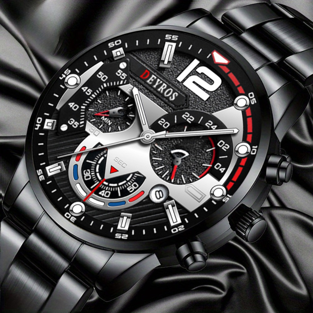 3 개/대 패션 남자 시계 블랙 합금 아날로그 남성 시 - Best Jewelry Watches For Men 리뷰 및 가격