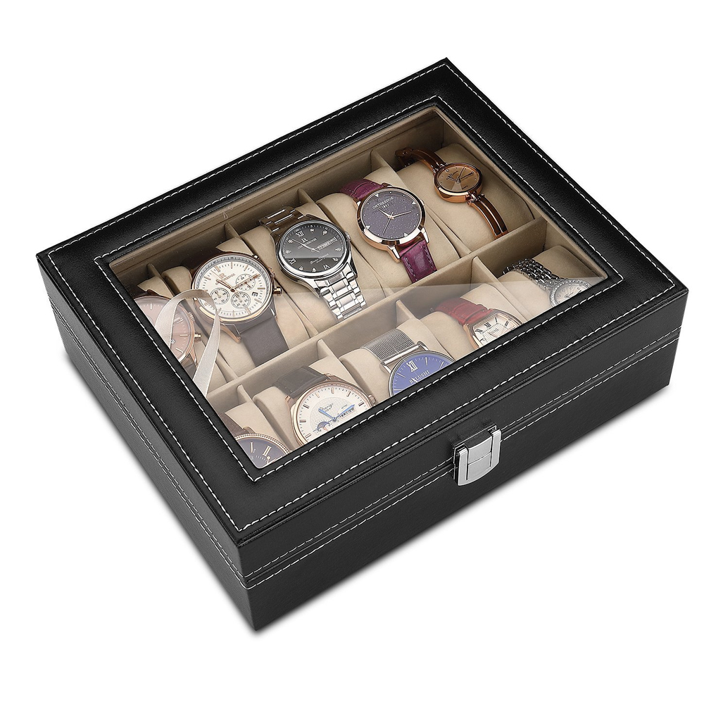 PU 가죽 회색 플란넬렛 시계 케이스 정리함, 부드러운 - Best Jewelry Watches Women 리뷰 및 가격