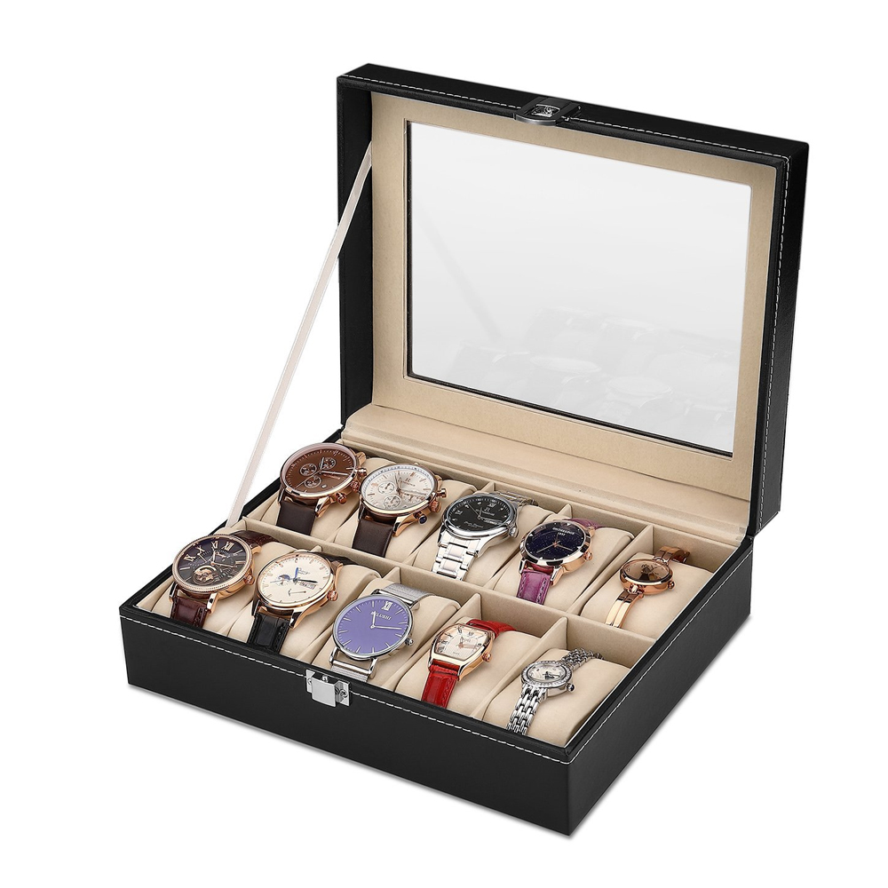 PU 가죽 회색 플란넬렛 시계 케이스 정리함, 부드러운 - Best Jewelry Watches Women 리뷰 및 가격