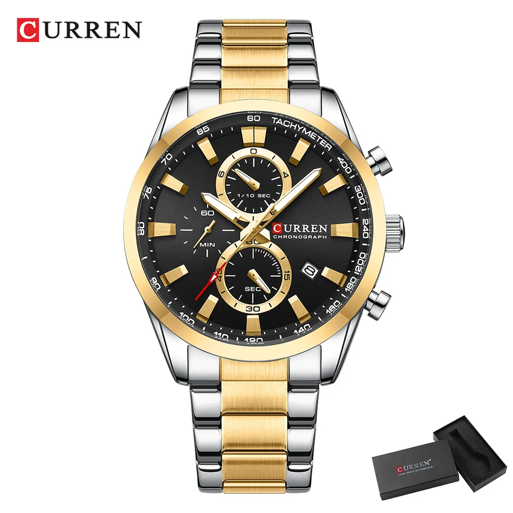 CURREN 캐주얼 쿼츠 크로노 스포츠 시계 남성용 브 - Jewelry Watch 리뷰 및 가격