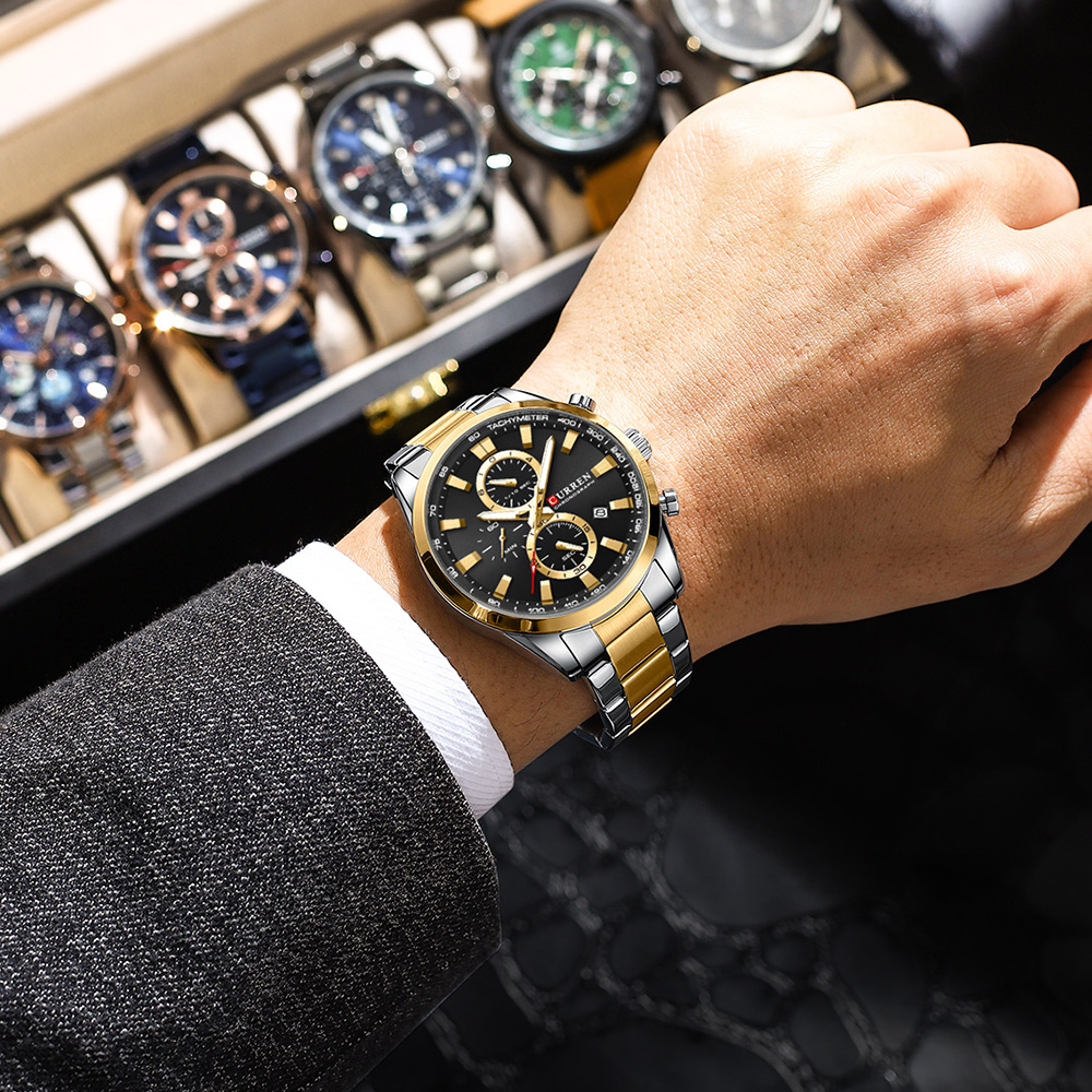 CURREN 캐주얼 쿼츠 크로노 스포츠 시계 남성용 브 - Jewelry Watch 리뷰 및 가격