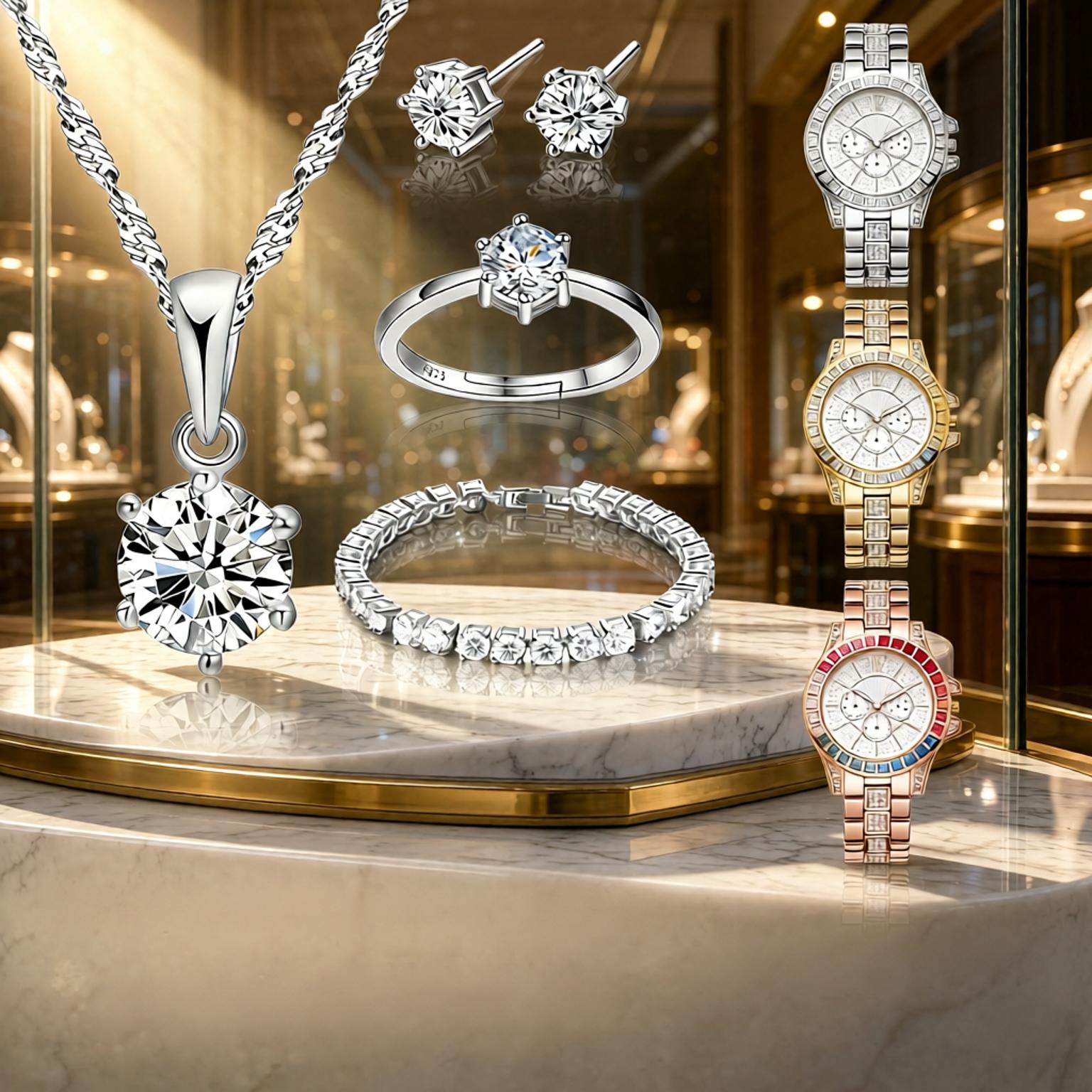 럭셔리 925 스털링 실버 기하학 크리스탈 지르콘 목걸 - Best Jewelry Watches Women 리뷰 및 가격